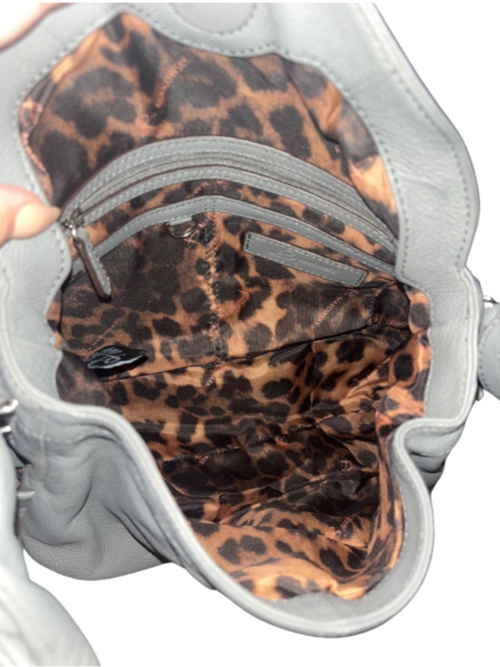 ✨$225! B. Makowsky Gray Pebbled Leather Hobo Bag Braided Strap Ruching✨ - Picture 5 of 14